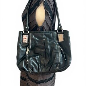 Tignanello Black Leather Shoulder Bag
